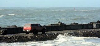 Driving on Humboldt Bay's North Jetty is Not Advised