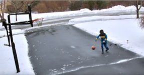 Basketball Kind Netz gefroren