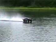 slash 4x4 365 RC driving on water hydroplane