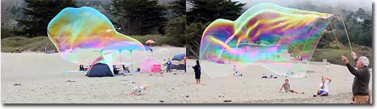 riesige seifenblasen am strand